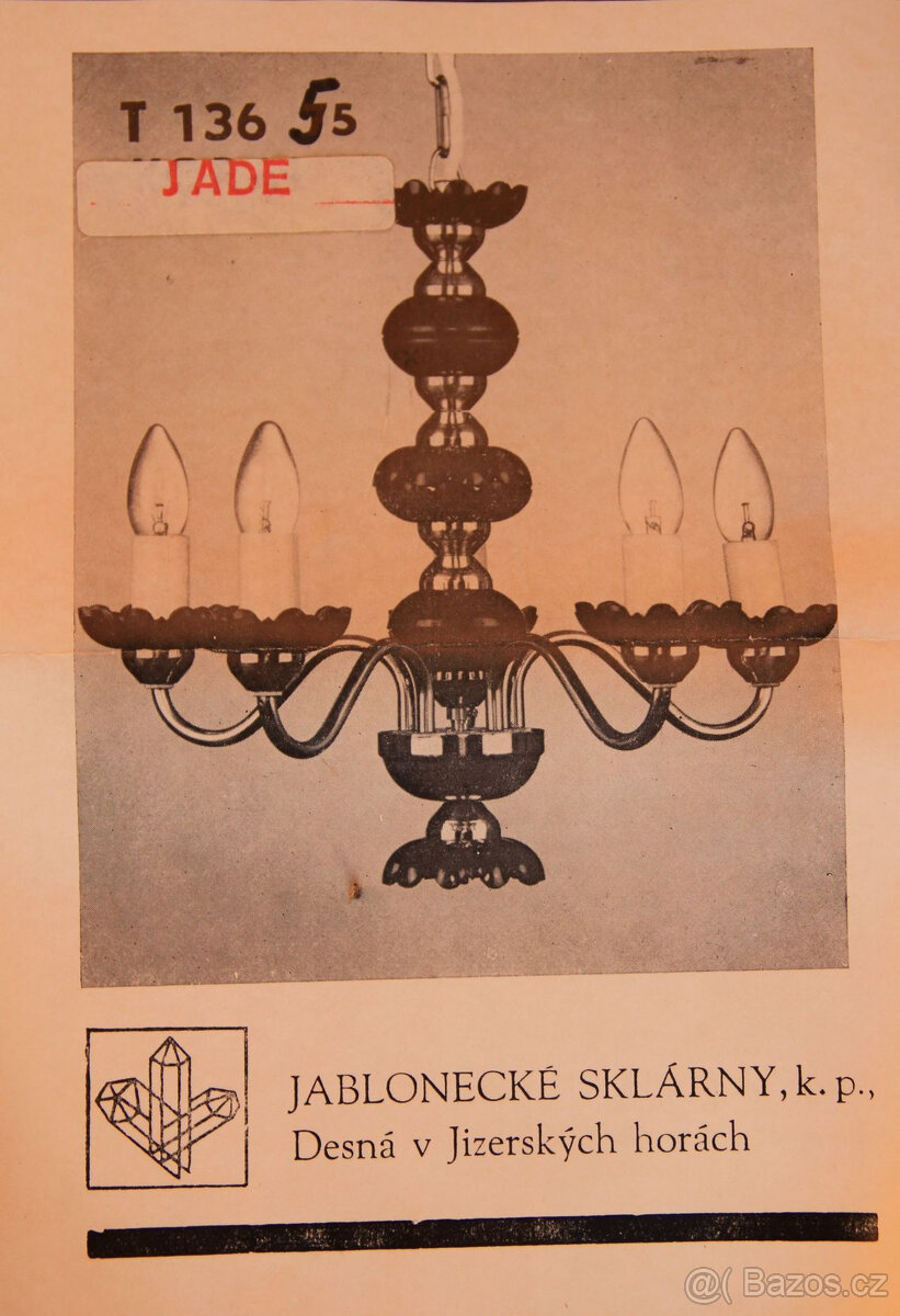 Lustr - retro - český výrobce Jablonecké sklárny