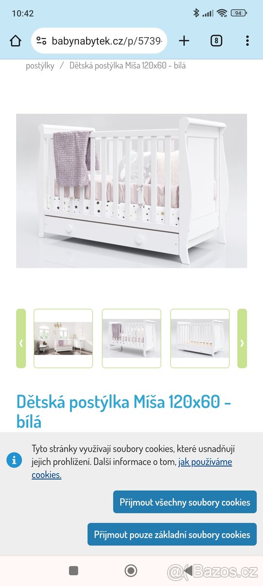 Dětská postýlka Míša bílá