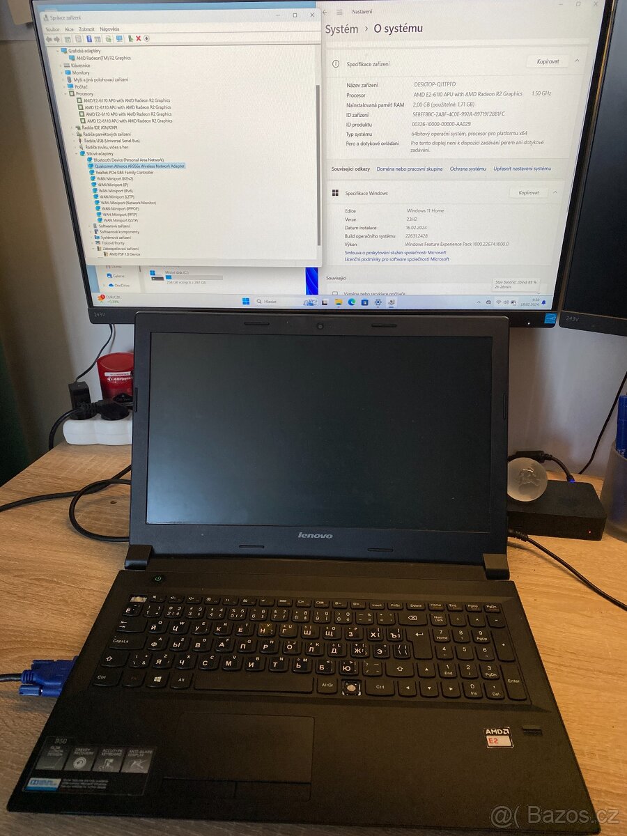 notebook Lenovo B50, Windows 11 (nutný externí monitor)