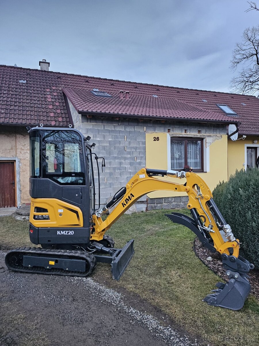 KIMA KMZ20 Minibagr 2000kg, roztahovací pásy, kubota motor,