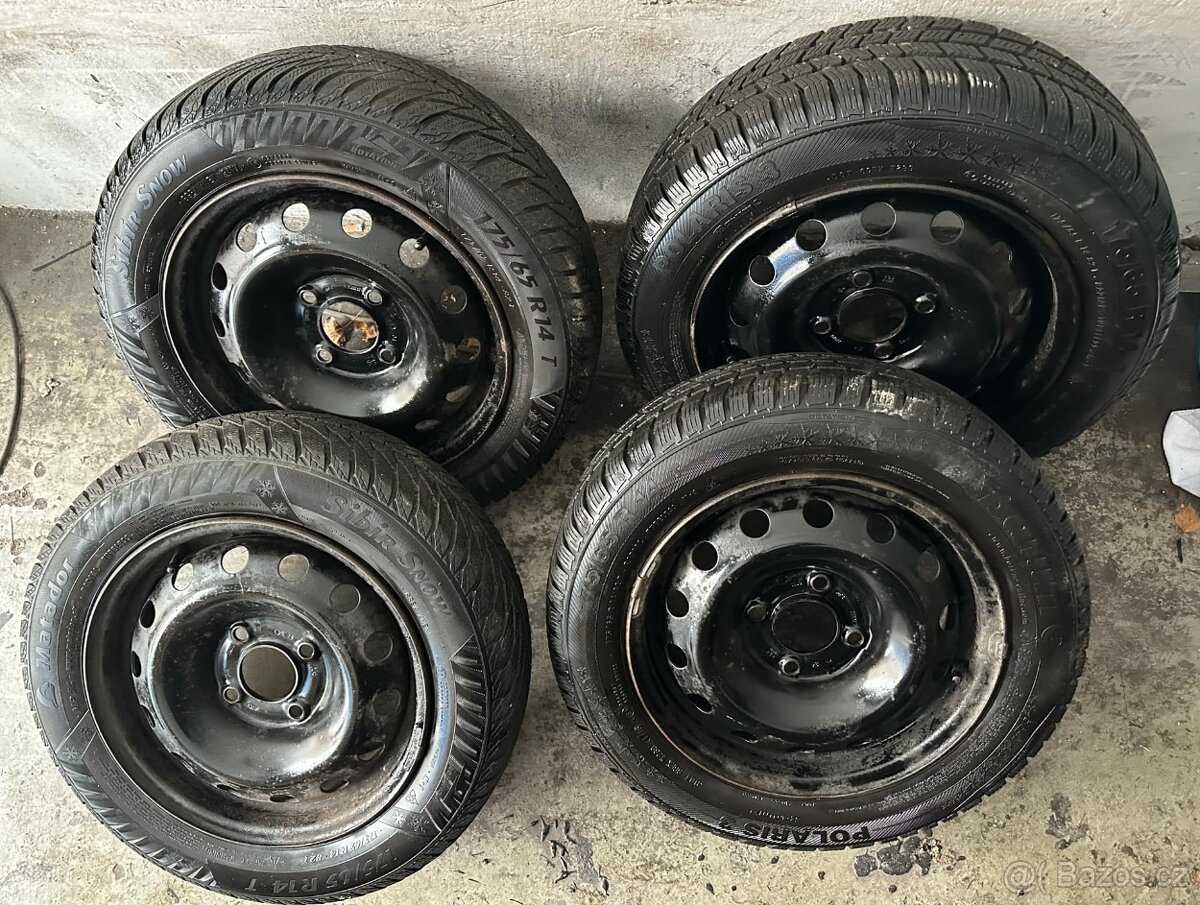 Krásná sada zimních kol Peugeot 175/65 R14 4x108 stř.65,1