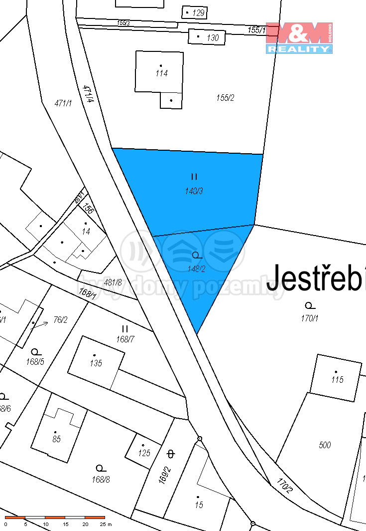 Prodej pozemku k bydlení, 1047 m², Jestřebí