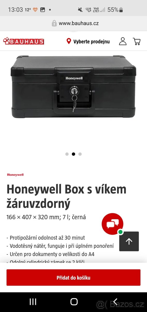 Bezpečnostní box žáruvzdorný