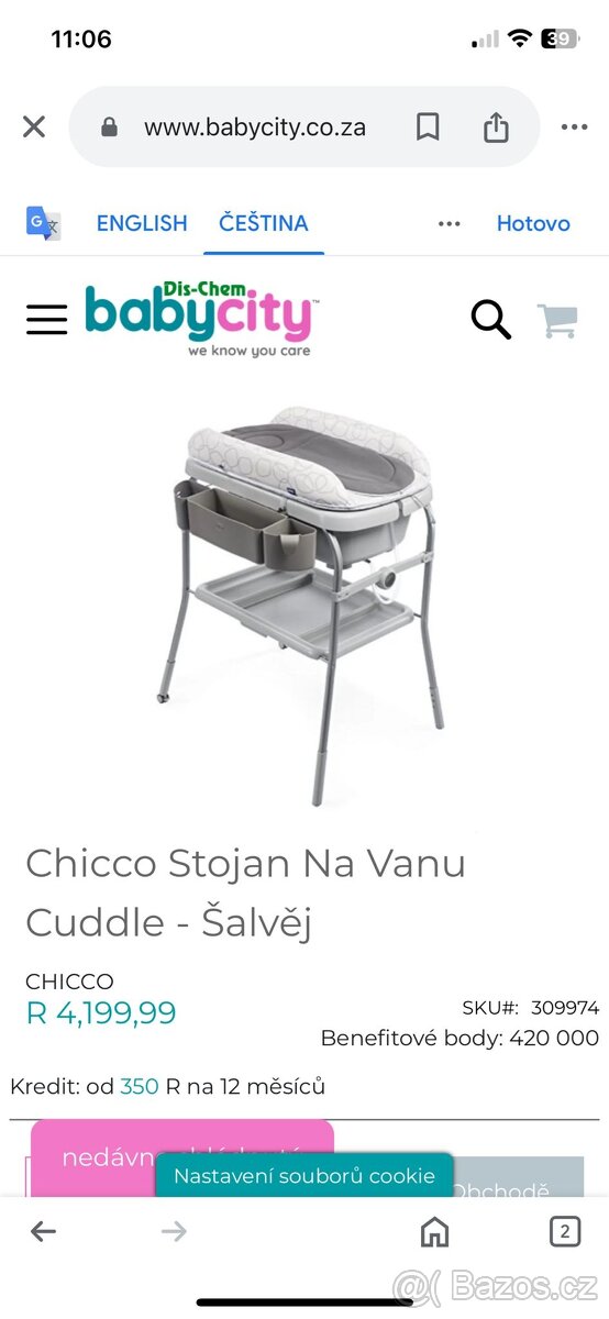 Chicco stojan na vanu