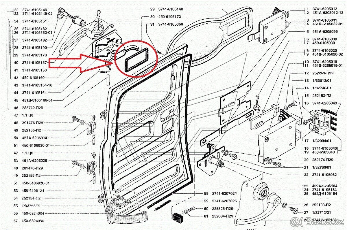 Těsnění pod kliku UAZ 452