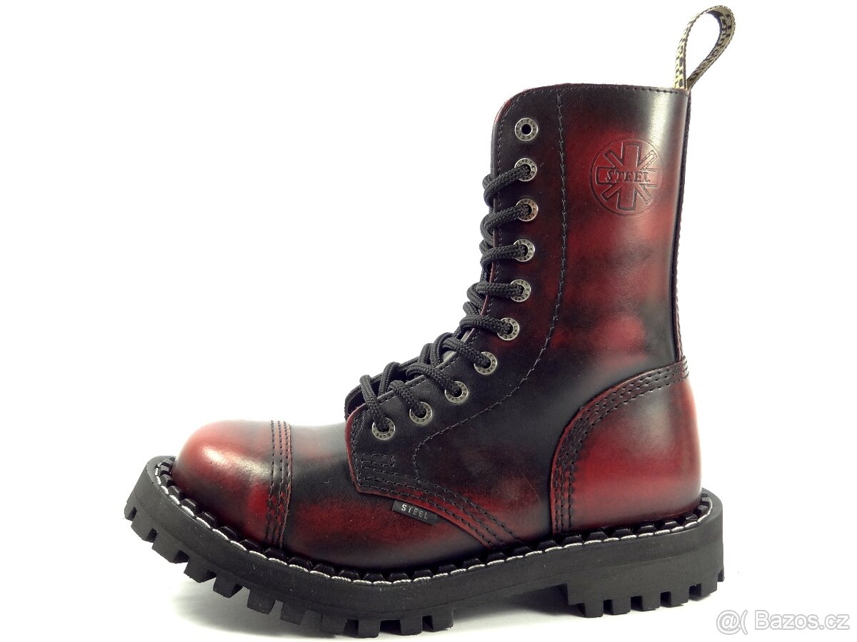 Steel boty black/red