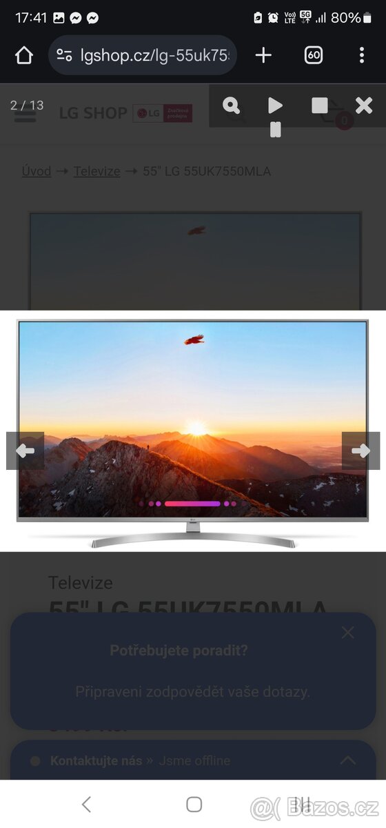 Televize LG 55UK7550MLA stáří 6let