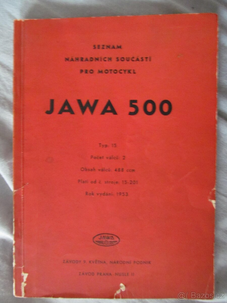 Jawa 500 OHC katalog ND rok 1953 original