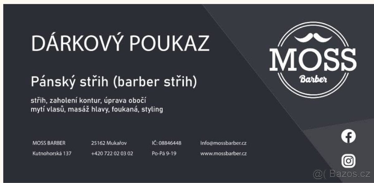 Poukazy do MOSSBarber na pánský střih + úpravu vousů