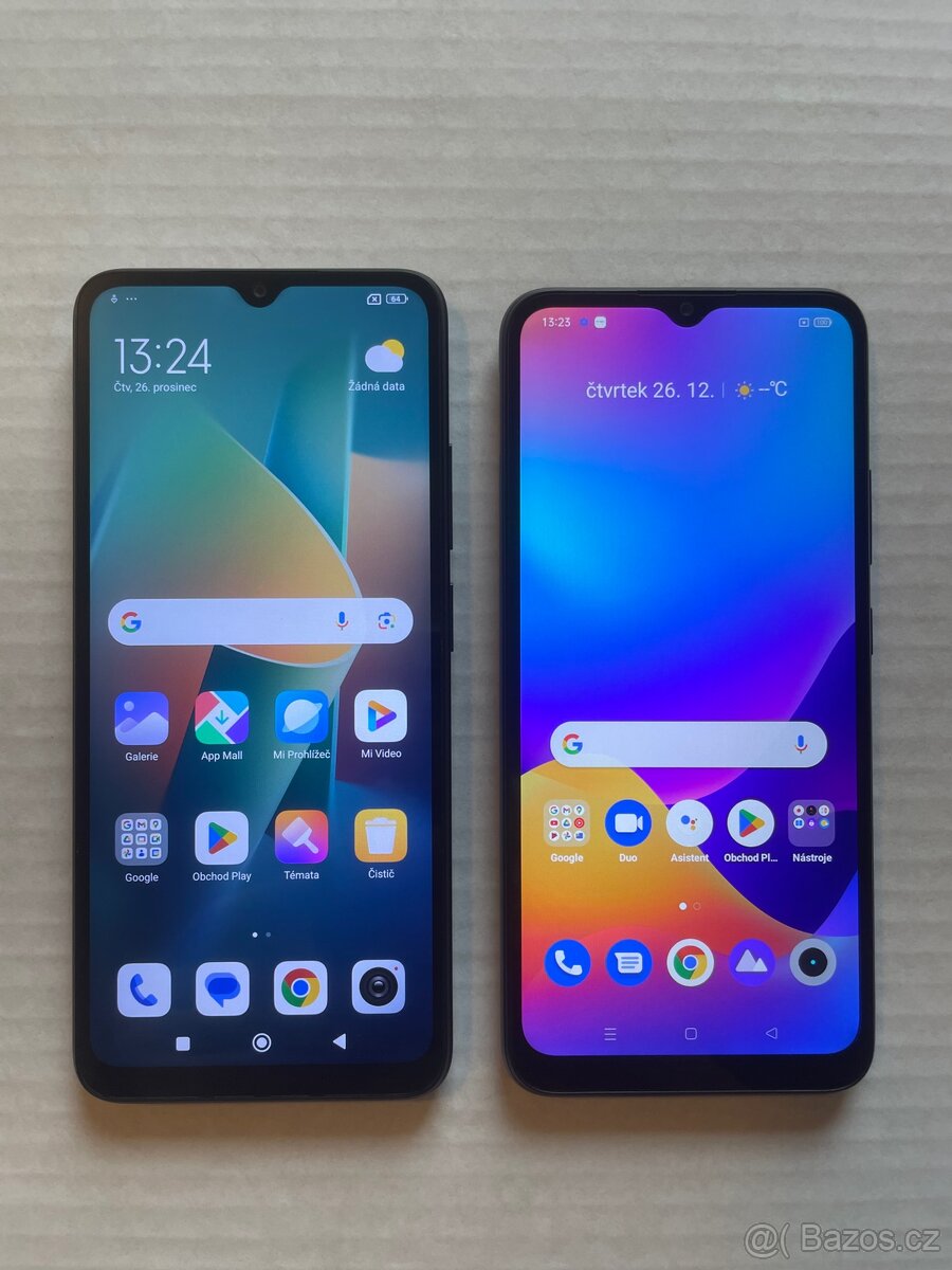 2x mobilní telefon Redmi a Realme