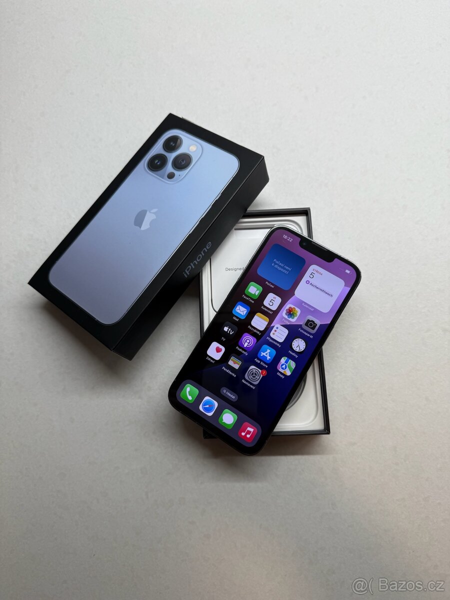 APPLE IPHONE 13 PRO 128GB - MODRÝ, BATERIE 100%,ZÁRUKA