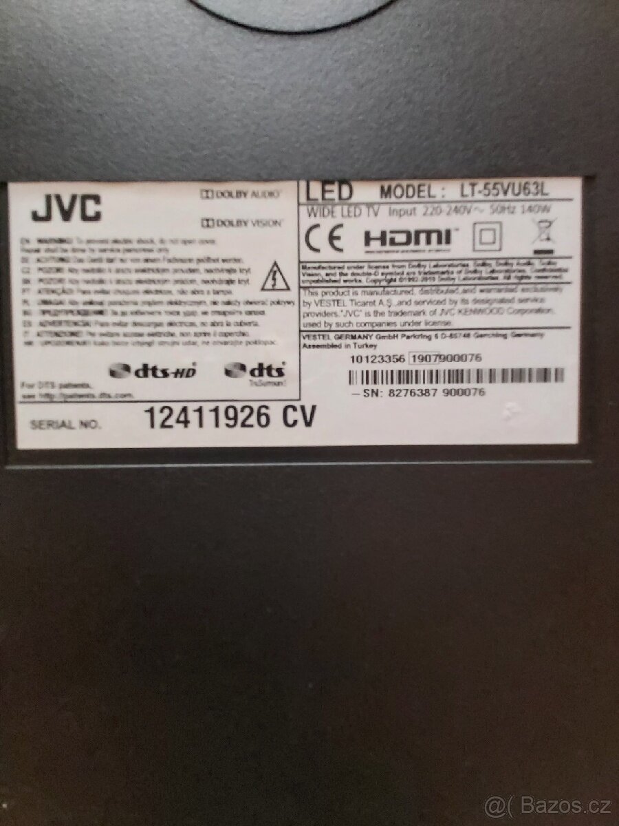 Komplet elektroniku z tv 4K jvc 55 viz štítek