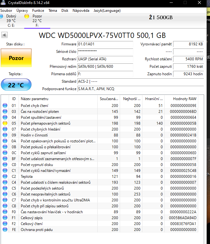 HDD 2,5 ŽLUTÉ 500 GB