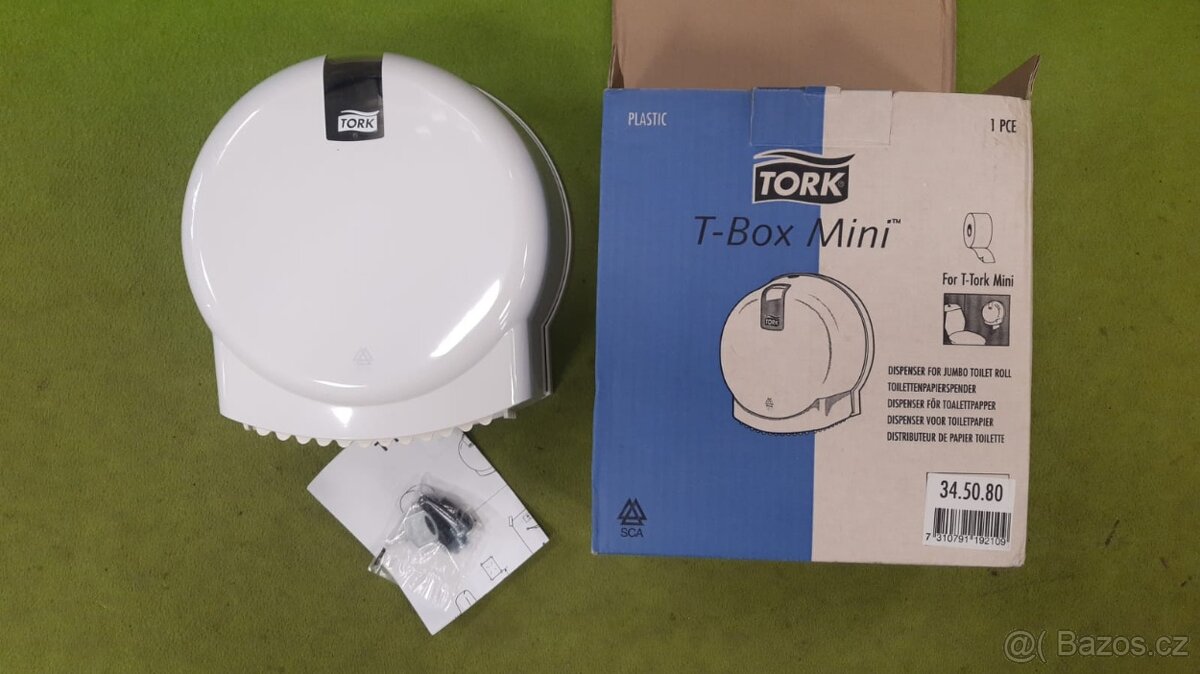 Zásobník na WC papír Tork T-Box Mini bílý plast