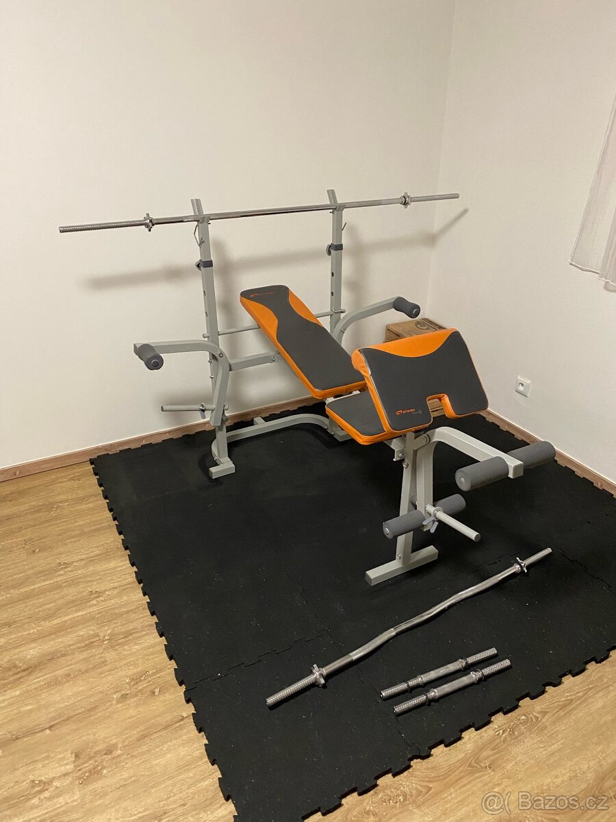 Posilovací set závaží litina 102,5kg Hop sport, osy + lavice