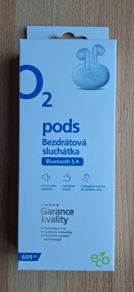 NOVÁ bezdrátová sluchátka O2 pods bílá