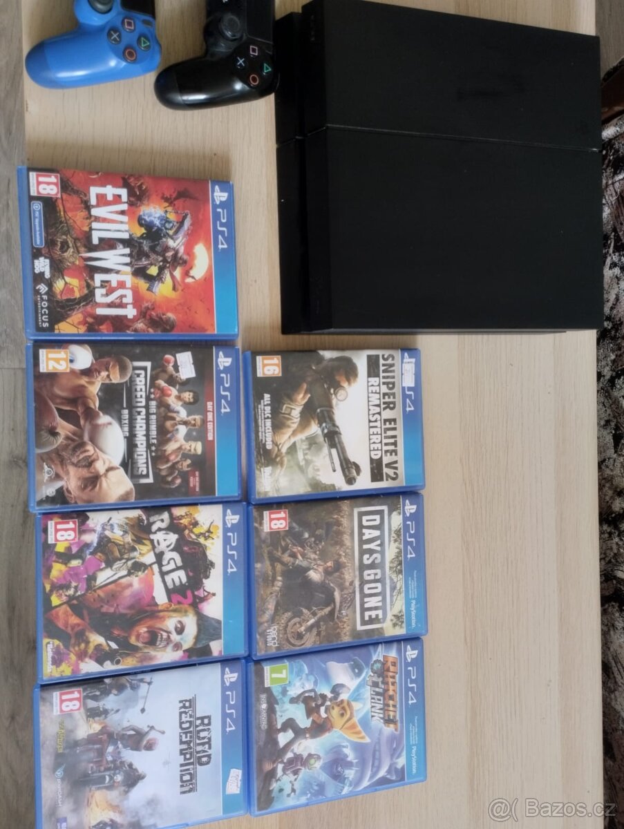 PS 4 s pamětí 1tb,2x ovladač a sedm her