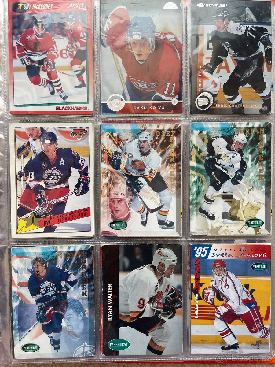 700 hokejových kartiček 1990-1998