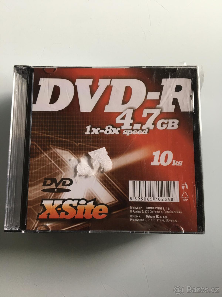 DVD-R X-SITE 4,7GB 8x 10ks slim pack