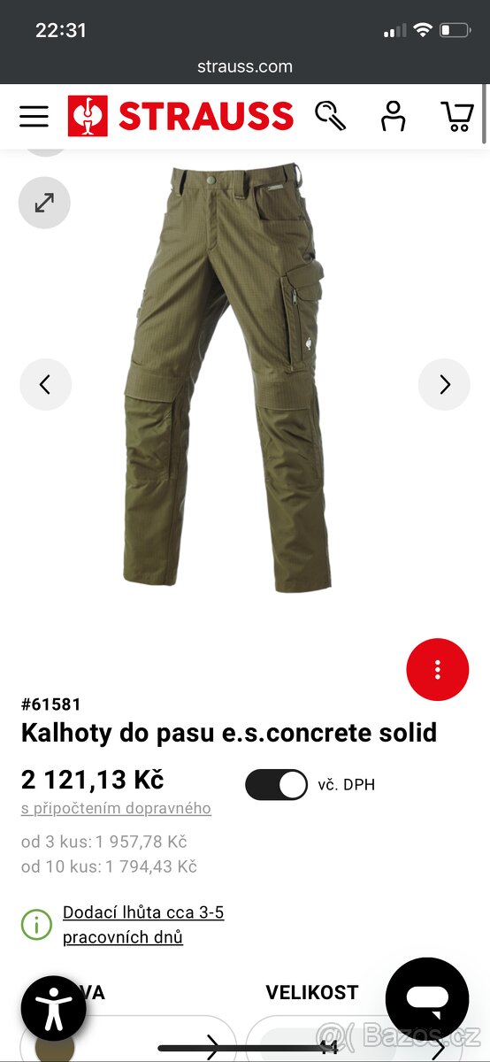 engelbert strauss Kalhoty do pasu e.s.concrete solid