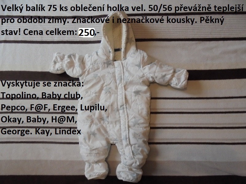 MEGA BALÍK 75 KS DÍVČÍHO OBLEČENÍ VE VEL.50/56 ZA SUPER CENU