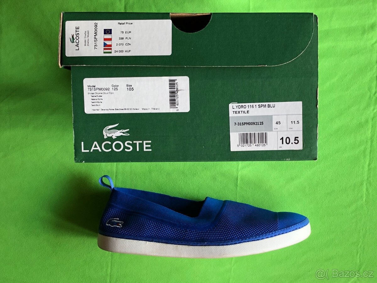 Pánské Lacoste Slip On Boty, Vel. 45