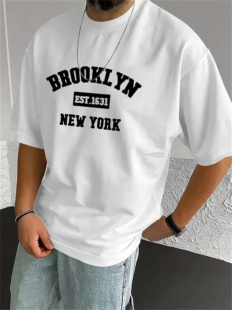 Krátké pánské tričko s potiskem Brooklyn.Vel.M