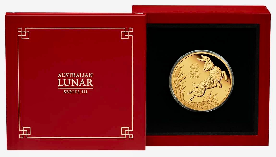 Zlatá mince Rok Zajíce 1 oz PROOF 2023 Lunární série III