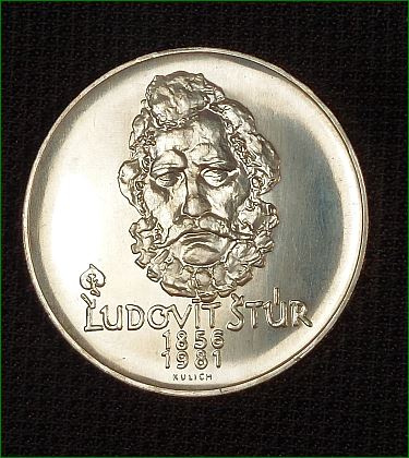 Stříbrná pamětní mince 500 Kčs 1981, Ľudovít Štúr