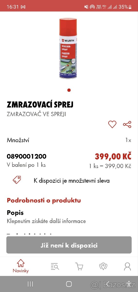 Prodám zmrazovaci sprej wurth sleva