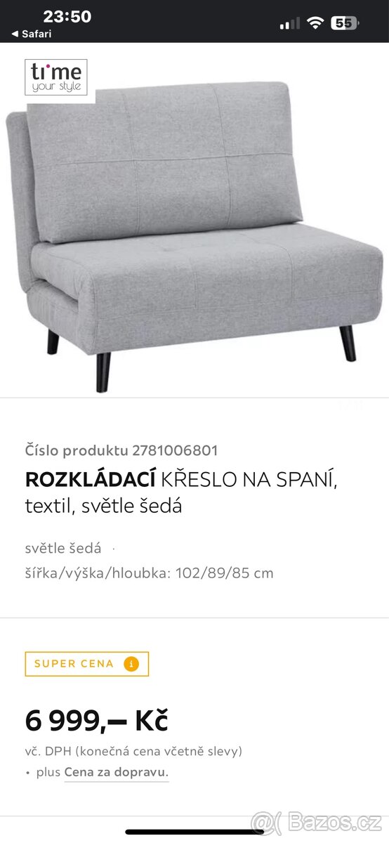 Rozkládací pohovka křeslo