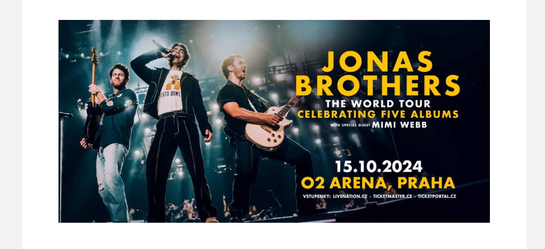 JONAS BROTHERS Praha 15.10.2024 Stání 2 vstupenky