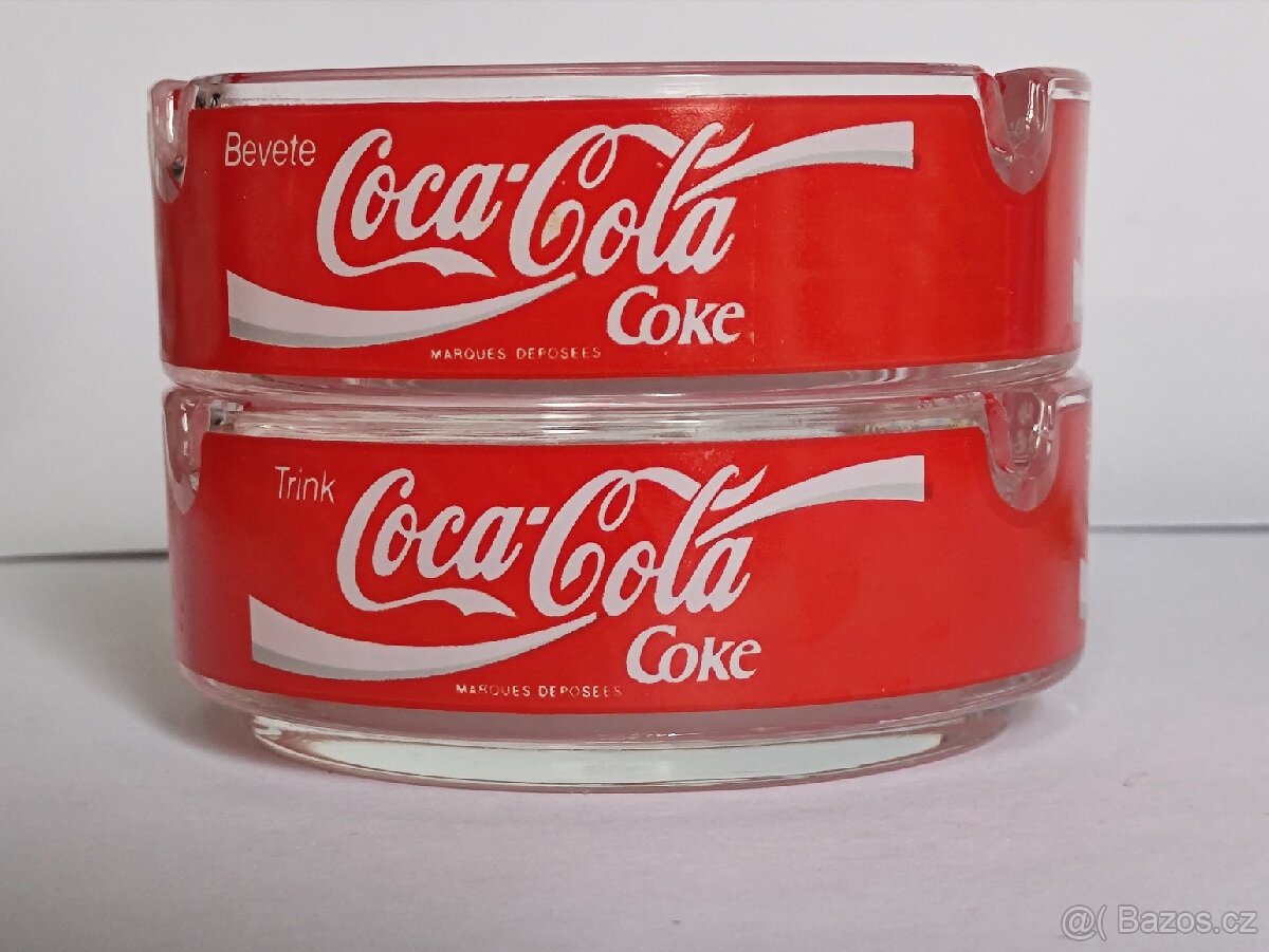 Reklamní popelníky Coca Cola, sklo, 100.-/kus, pošta 65.-