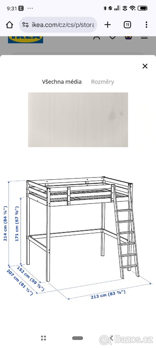 Prodám palandu IKEA černé barvy