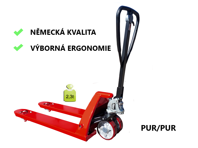 Paletový vozík PUR/PUR - 2300 kg, evropský výrobce