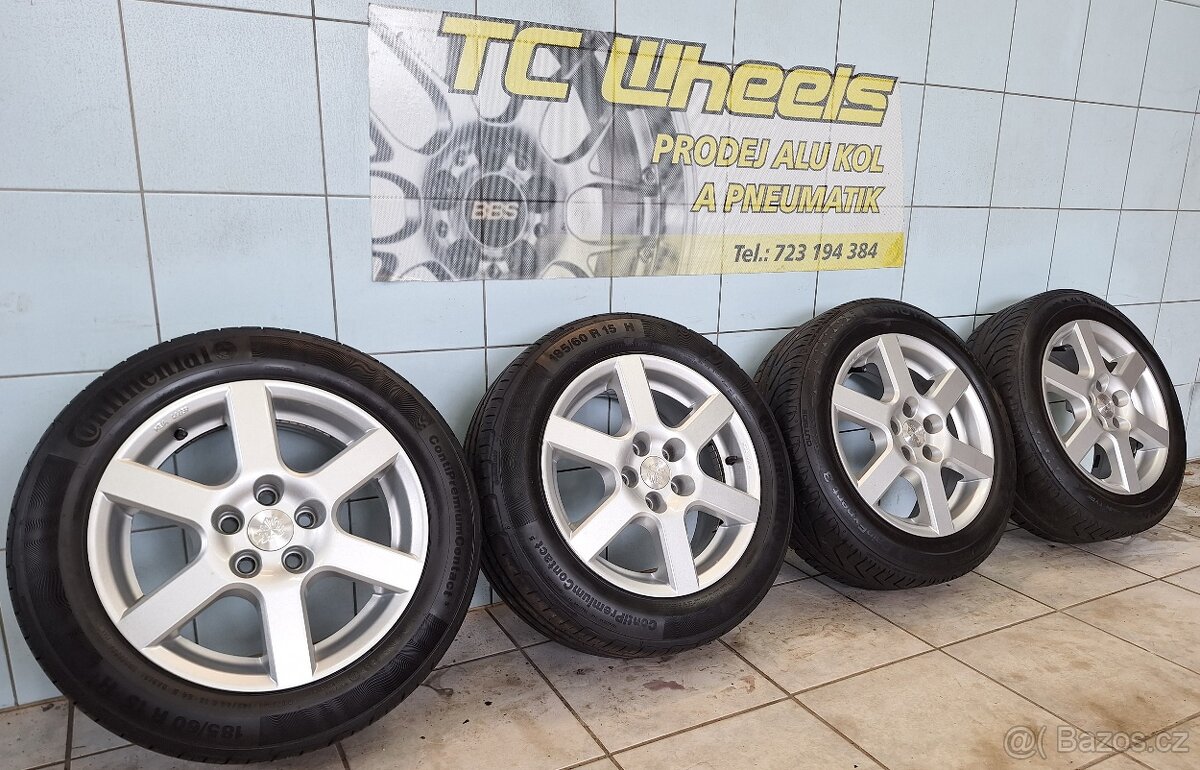 Alu kola R15 5x100 Aluett + letní pneu 185/60/15