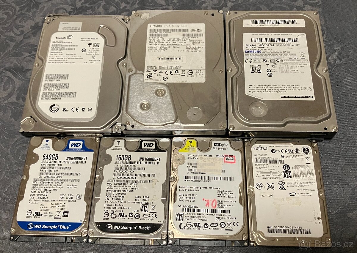 HDD 3,5" a 2,5", kapacita 120 GB až 1 TB, SATA, cena od 90,-