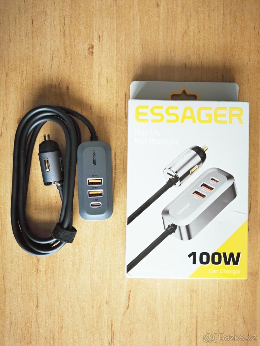 Essager PD 100 W 4 portová USB nabíječka do auta, nová