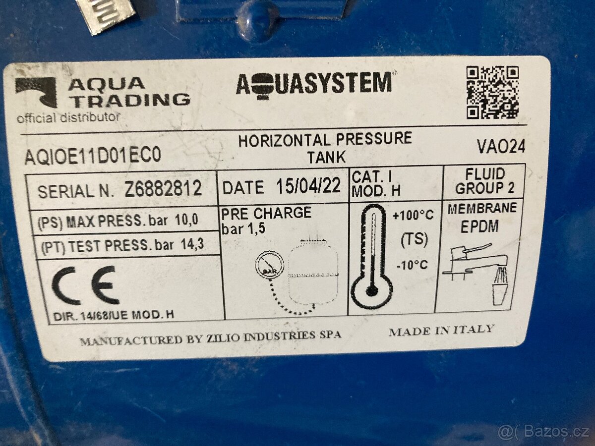 Tlaková nádoba AQUASYSTEM VAO (ležatá) 24 l