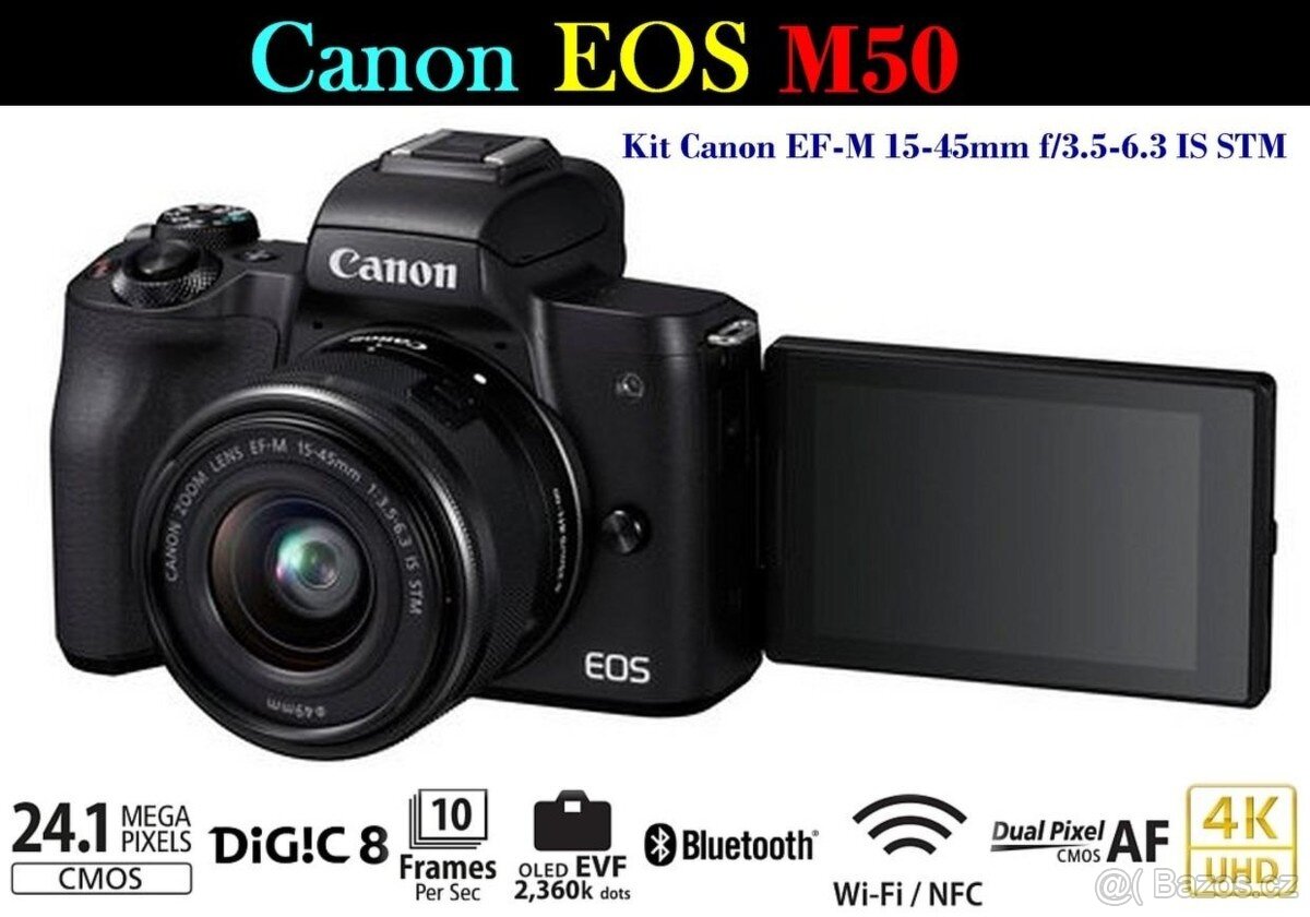 Canon EOS M50 + 15-45mm IS CMOS4K VideoWIFI/NFC