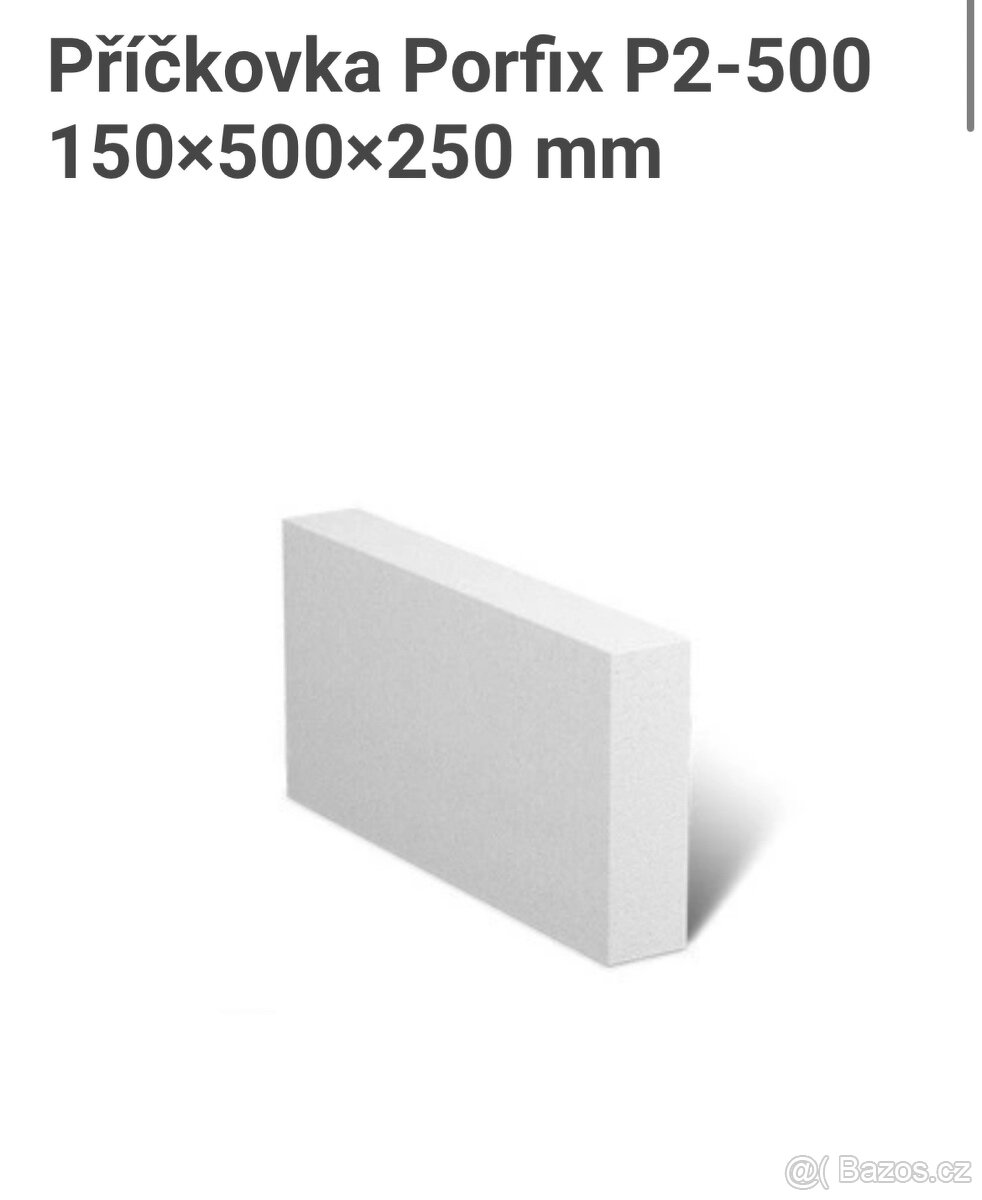 Příčkovka Porfix P2-500 150×500×250 mm