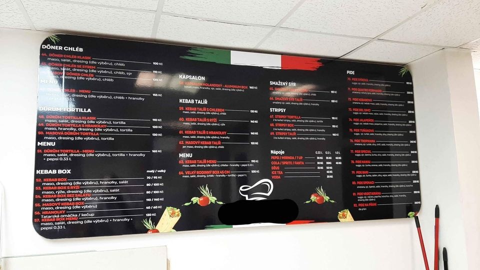 Menu Tabule 231x103cm