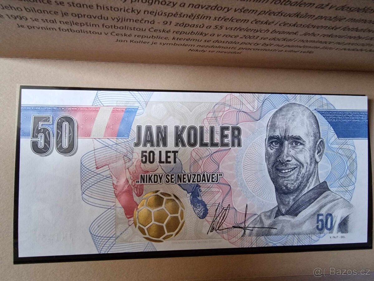 Jan Koller 50 - 1x bankovka + 2x grafický list