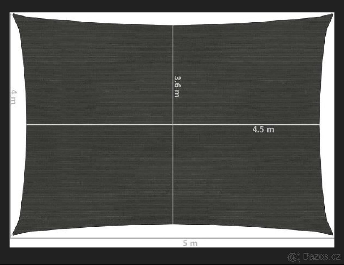Sluneční plachta 4x5 m antracit nová