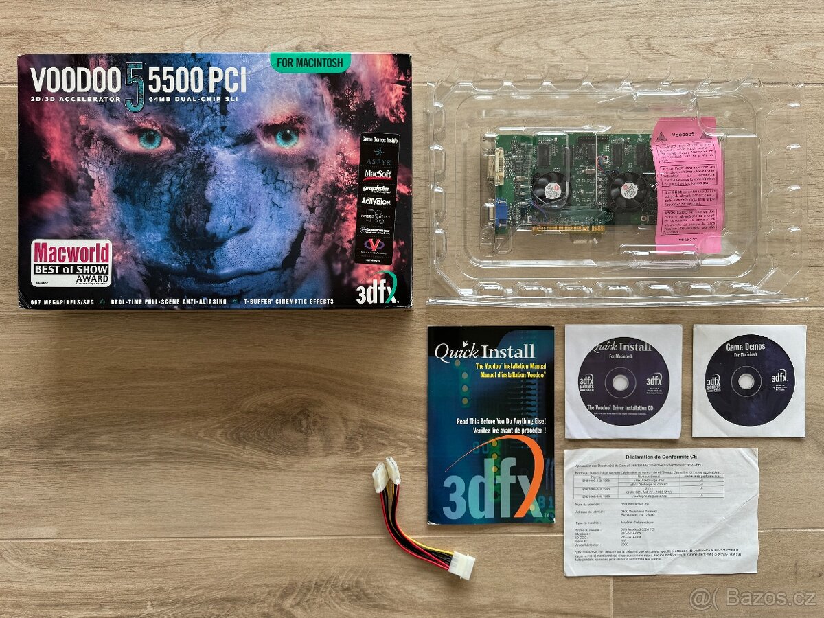 3dfx Voodoo 5 5500 64MB PCI MAC (PC BIOS) + BOX,2xCD,Manual