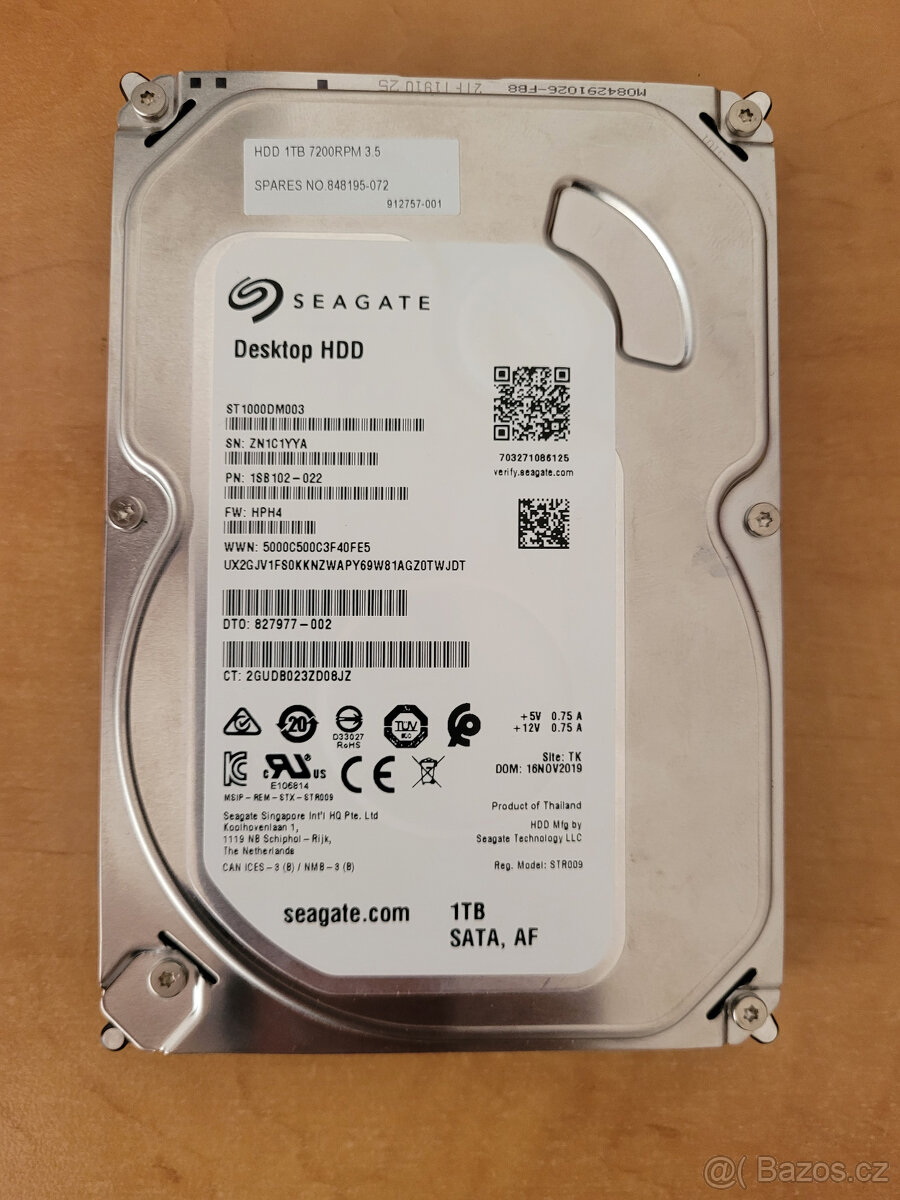 3,5 " SATA  HDD Seagate 1TB - v provozu pouze 64 hodin