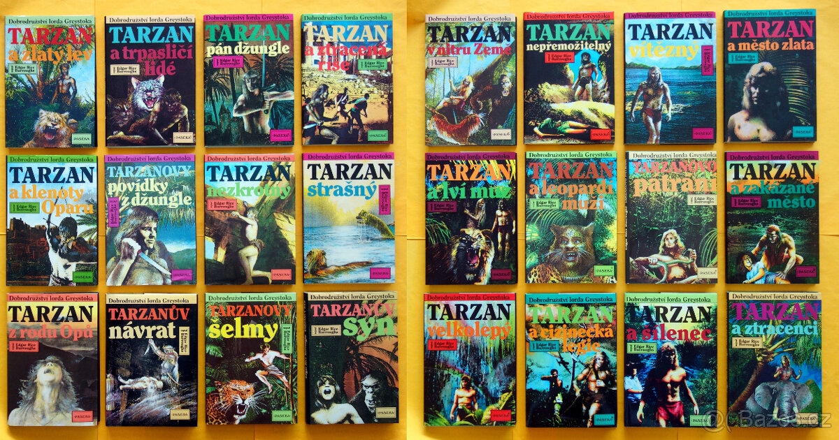 Tarzan- E. R. Burroughs/ komplet 24 knih/ NEČTENÉ, INTAKTNÍ