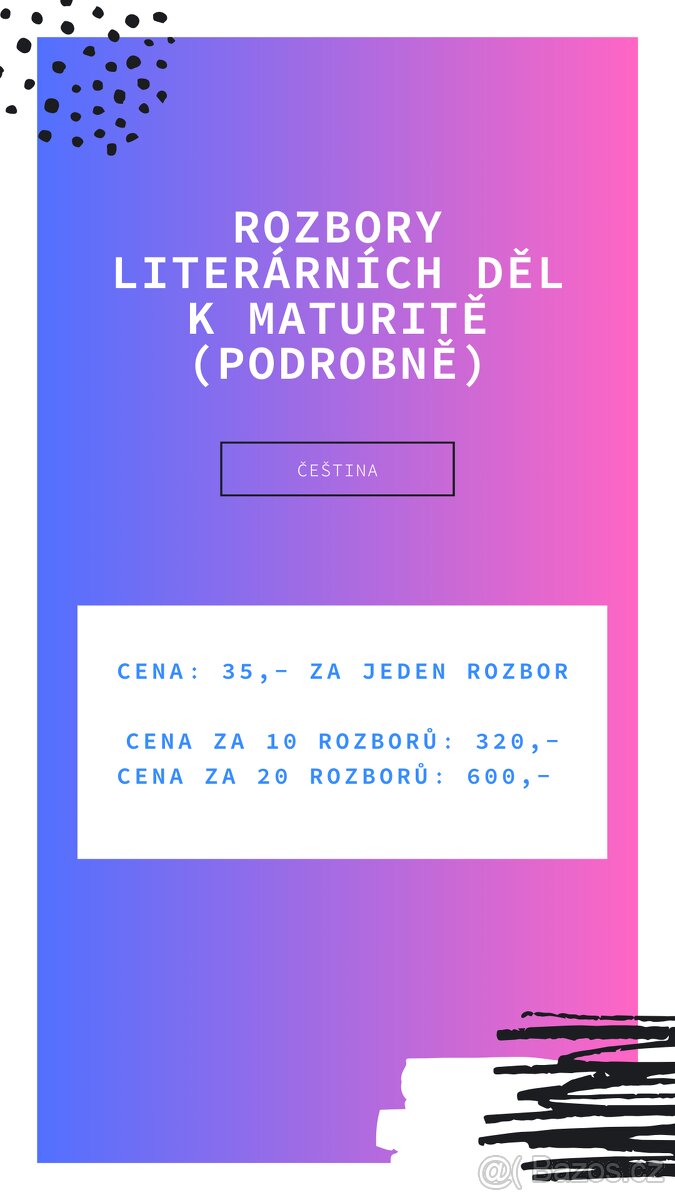 ROZBOR LITERÁRNÍCH DĚL K MATURITĚ