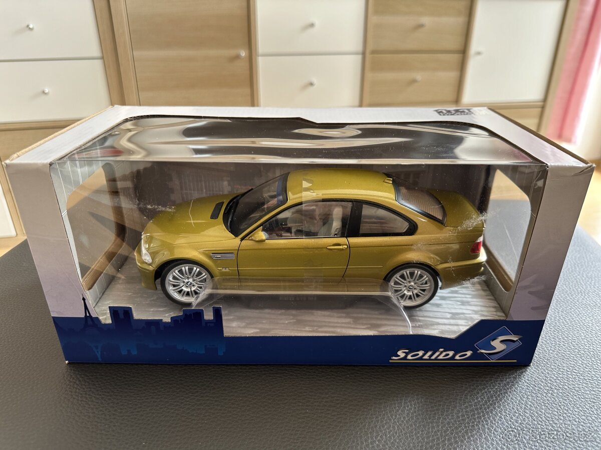 Model BMW M3 e46 SOLIDO 1:18 zlatá