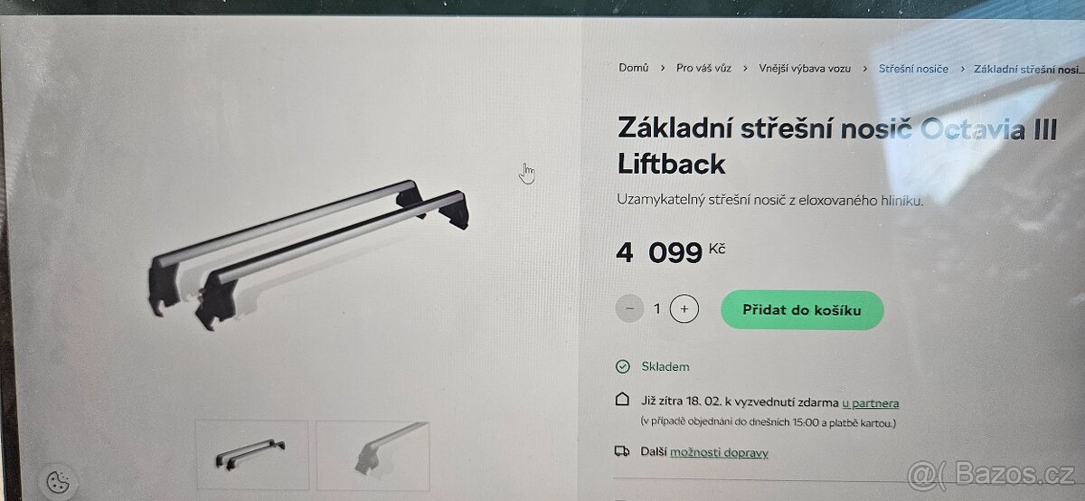 Základní střešní nosič Octavia III Liftback